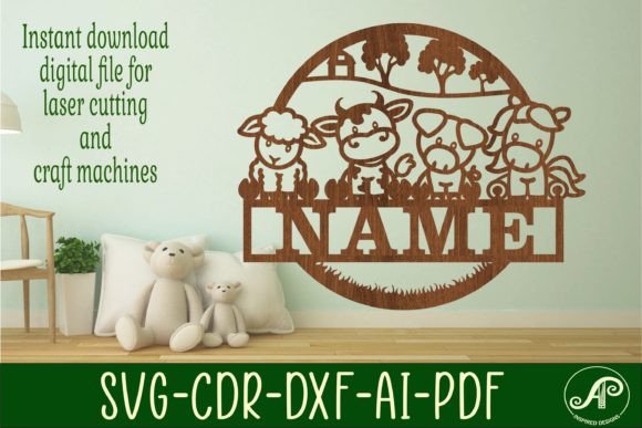Cute Farm Animals Name Sign Svg Laser: Design & Application