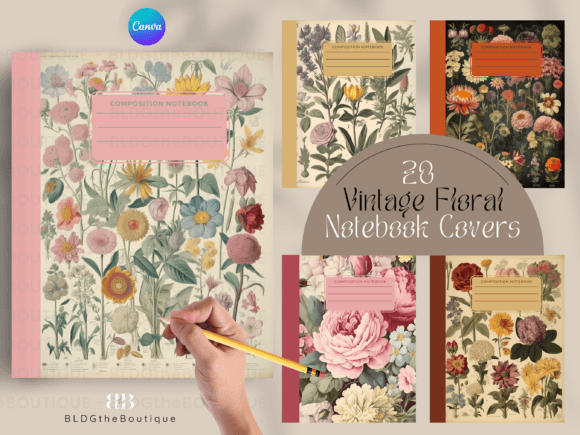 Elegant Vintage Floral Notebook Covers for KDP & Design