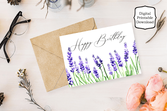 Lavender Accent Birthday Card: A Design Asset for Visual Communication