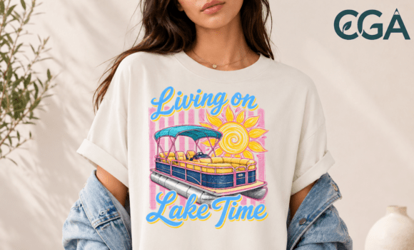Living on Lake Time: Pontoon Boat PNG for Designers