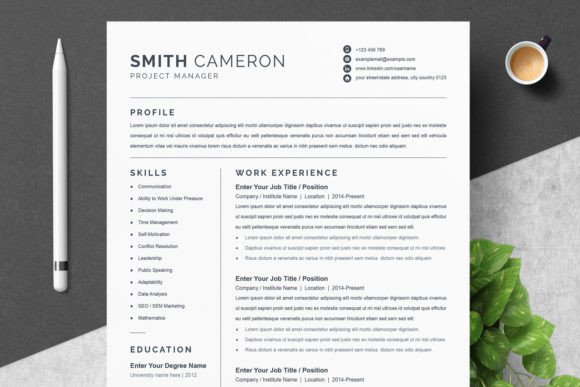 Minimalist Word Resume / CV Template: Instant Download