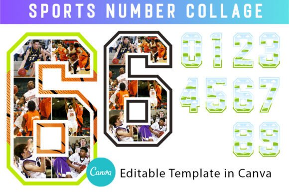 Sports Number Canva Photo Collage 0-9: Dynamic Design Assets